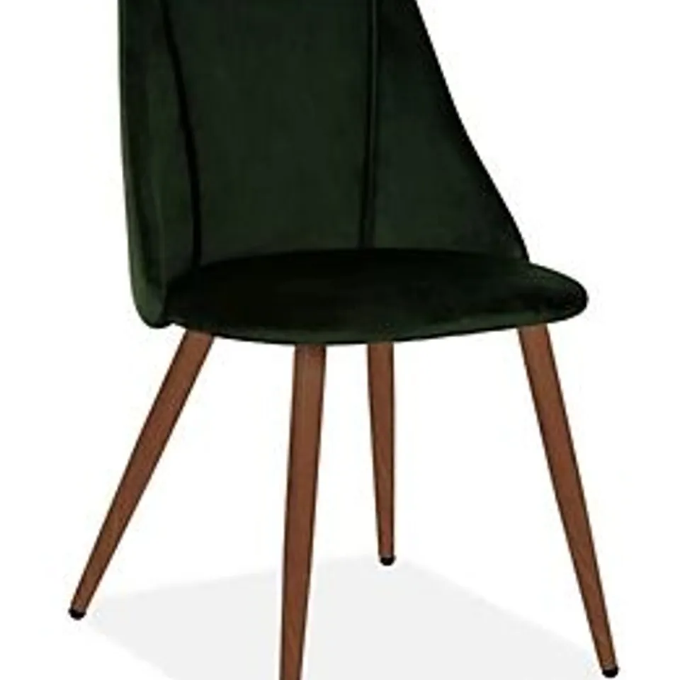 PAIR OF BRAND NEW BOXED MADE LULE PINE GREEN VELVET DINING CHAIRS