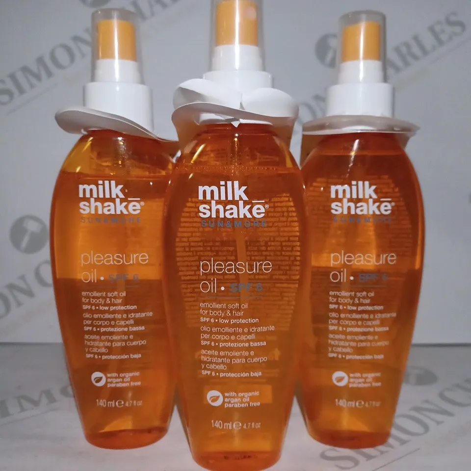 LOT OF 5 X 140ML MILK SHAKE PLEASURE OIL SPF6 EMOLLIENT OIL FOR BODY & HAIR 
