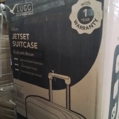 BOXED LUGG 40CM JETSET SUITCASE BLACK WITH BROWN 