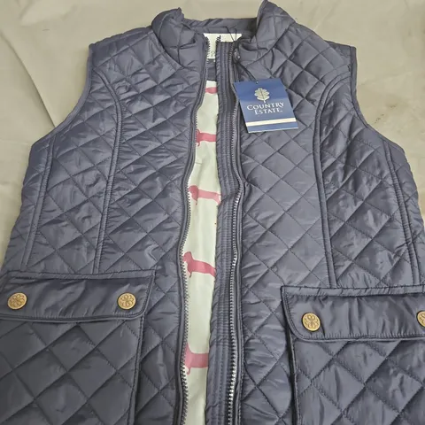 COUNTRY ESTATE QUILTED NAVY VEST β SIZE 12