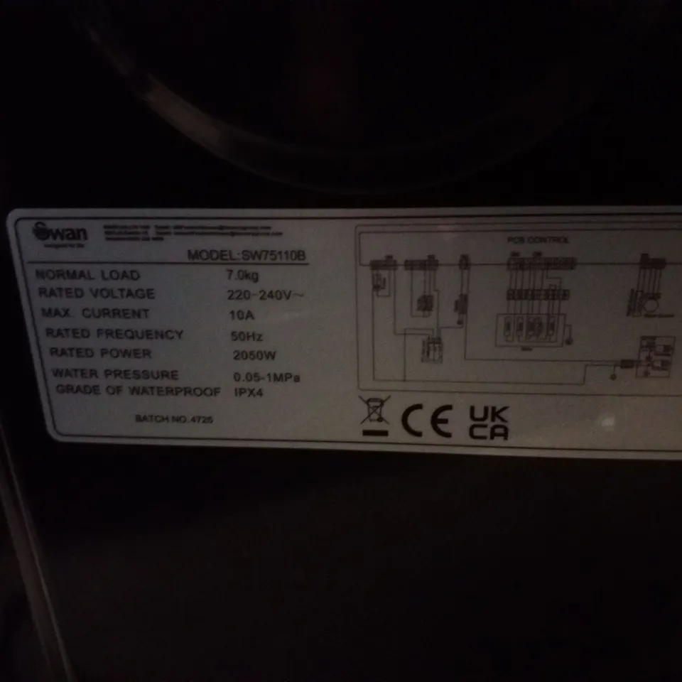 SWAN SW75110B 7KG 1200 SPIN FREESTANDING WASHING MACHINE