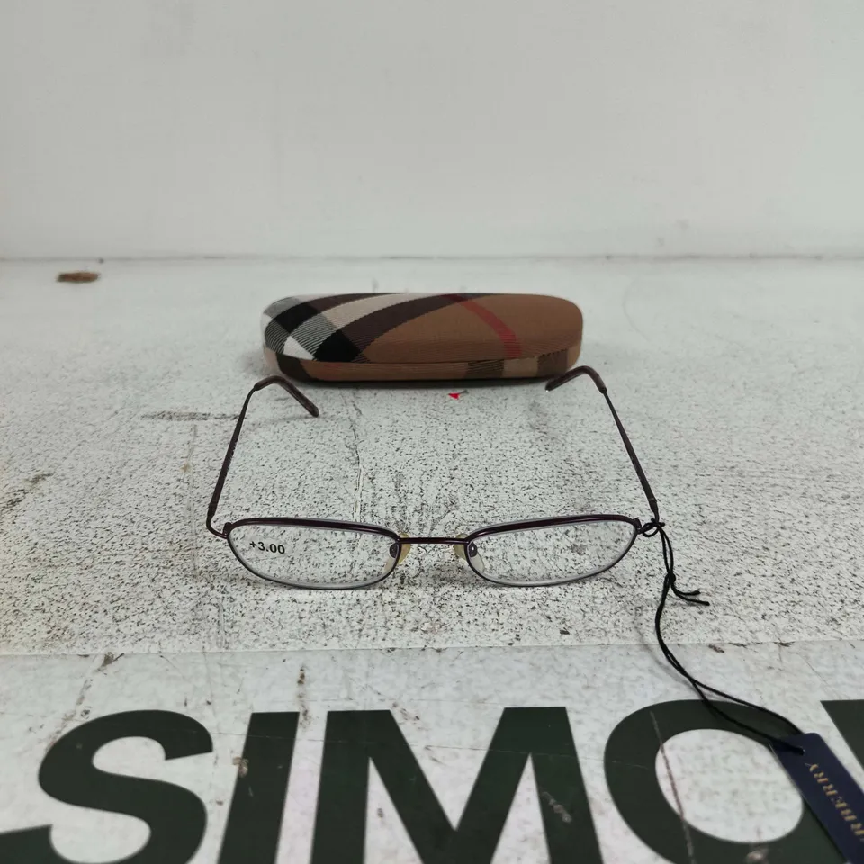 BURBERRY EYEWEAR BY SAFILO – BLACK METAL RECTANGULAR GLASSES FRAME, 135MM TEMPLE