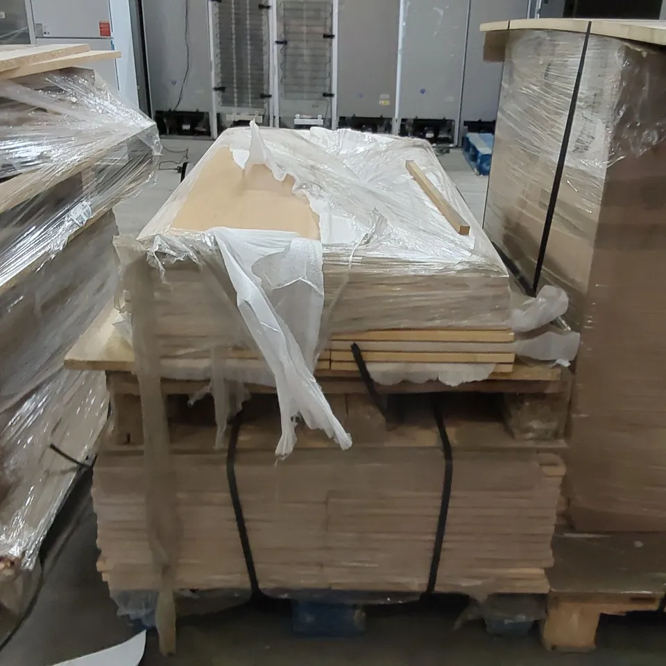 PALLET OF APPROXIMATELY 40 BRAND NEW KINNAIRD BEECH KITCHENS/BEDROOM REPLACEMENT CABINET DOOR/DRAWER/END PANELS IN ASSORTED SIZES TO INCLUDE;