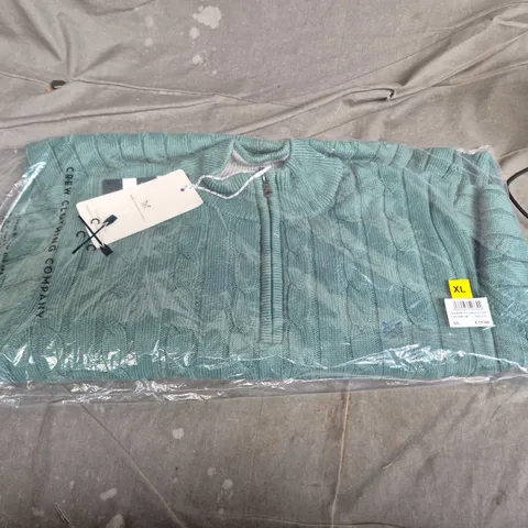 CREW CLOTHING COMPANY OARSMAN CABLE KNIT HALF-ZIP JUMPER – SAGEBRUSH, XL