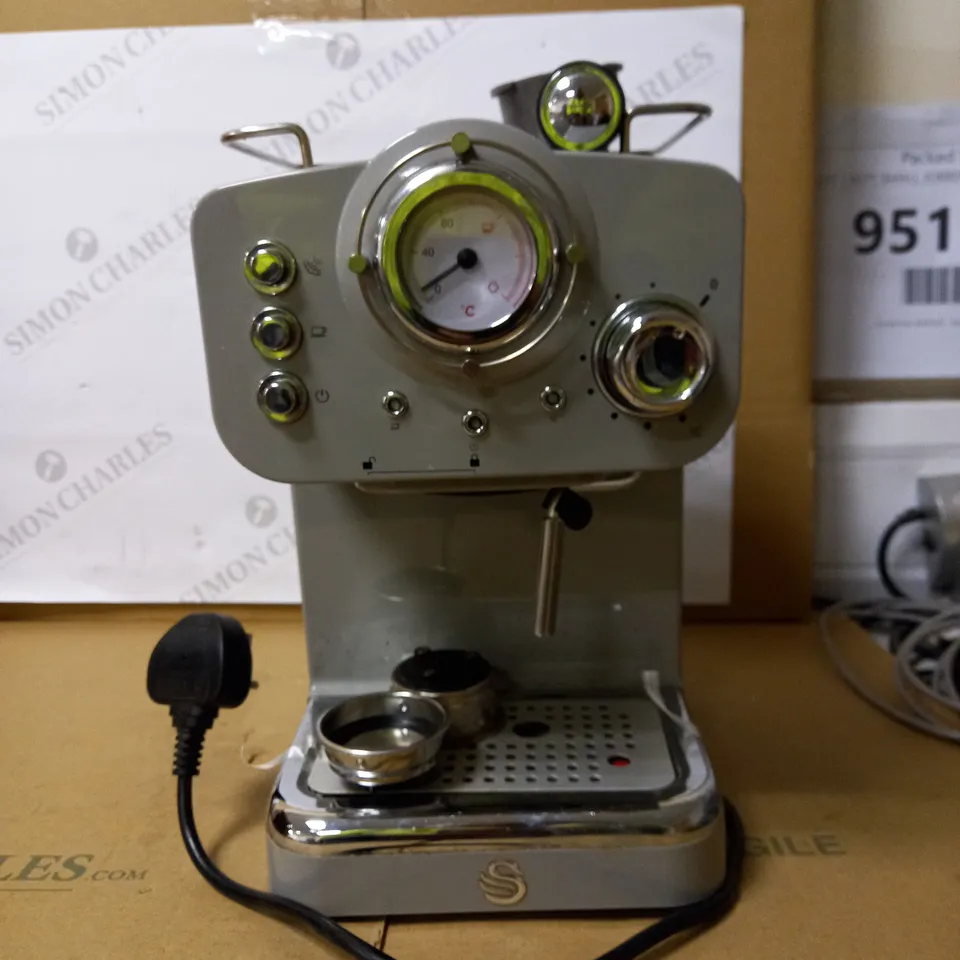 SWAN RETRO PUMP ESPRESSO COFFEE MACHINE - GREY