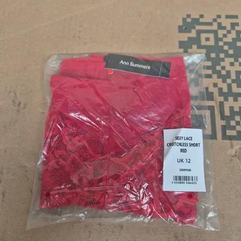 ANN SUMMERS SEXY LACE CROTCHLESS SHORT – RED, UK 12