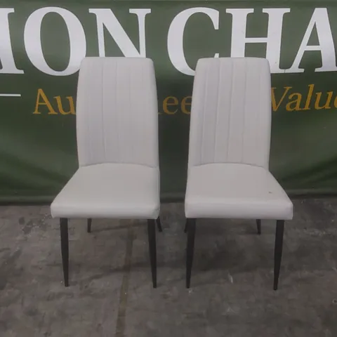 SET OF 2 DESIGNER PU FAUX LEATHER UPHOLSTERED LINING CHAIRS 