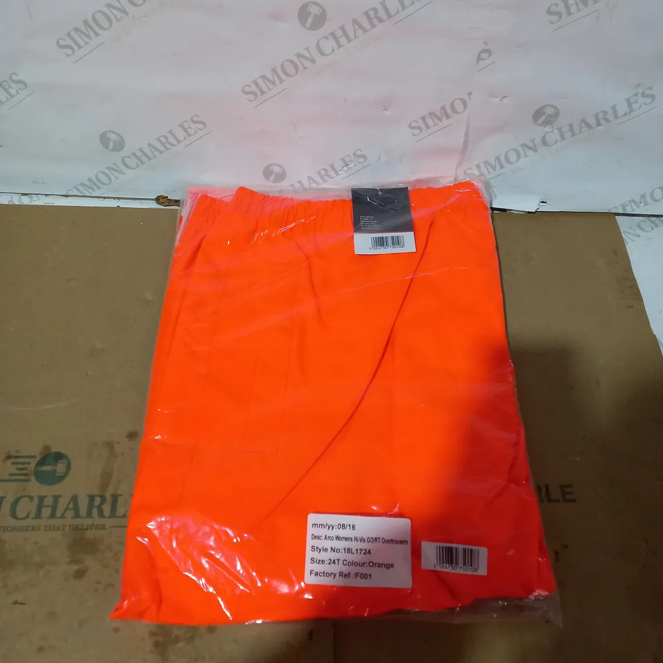 BRAND NEW ARCO WOMENS HI-VIS GO/RT ORANGE OVERTROUSERS - SIZE 24T