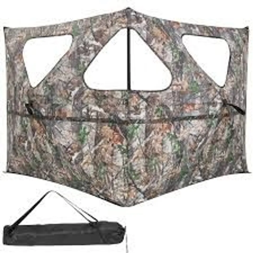 BOXED PORTABLE HUNTING BLIND 2-PANEL POP UP HUNTING GROUND BLIND 360 DEGREE SEE THROUGH