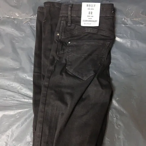 RIVER ISLAND MOLLY MID RISE DENIM JEANS - BLACK - SIZE 8