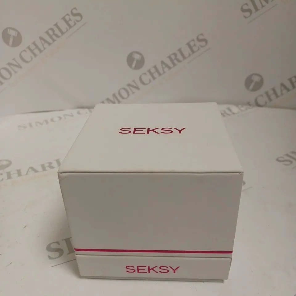 BOXED SEKSY WOMENS PINK CRYSTAL SQUARE WATCH - PINK & SILVER