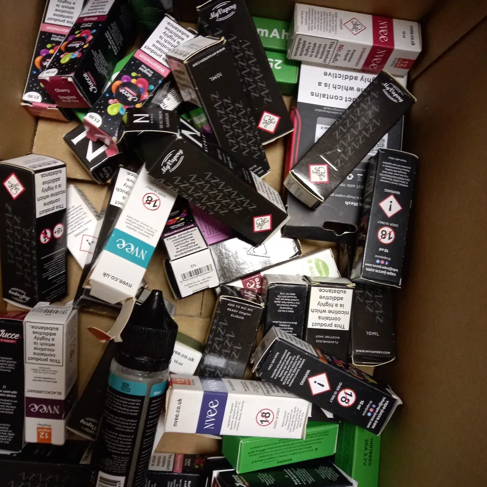 LOT OF APPROX 30 ASSORTED E-CIGARETTE LIQUIDS IN VARIOUS STRENGTHS AND FLAVOURS 