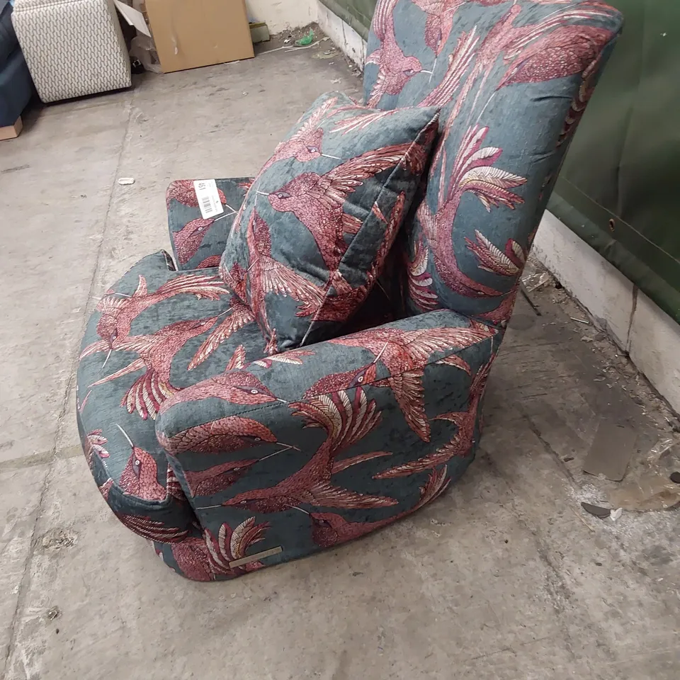 QUALITY BRITISH DESIGNER LOUNGE Co. OCCASIONAL CHAIR BIRD OF PARADISE FABRIC