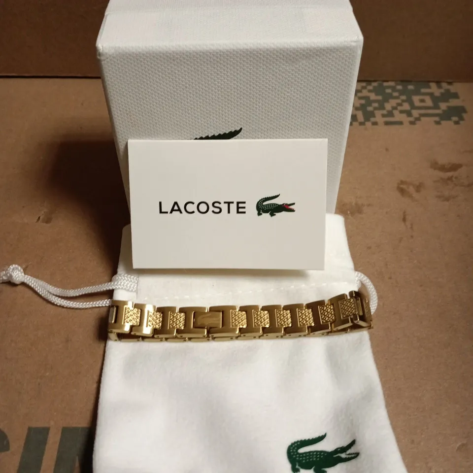 LACOSTE GOLD-TONE STAINLESS STEEL BRACELET WITH CROCODILE LOGO