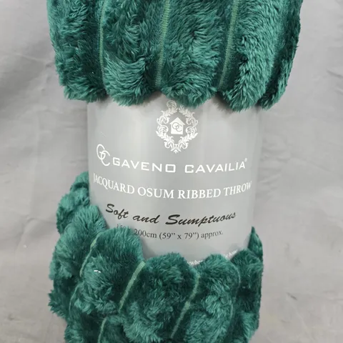 GAVENO CAVAILIA JACQUARD RIBBED THROW - EMERALD GREEN
