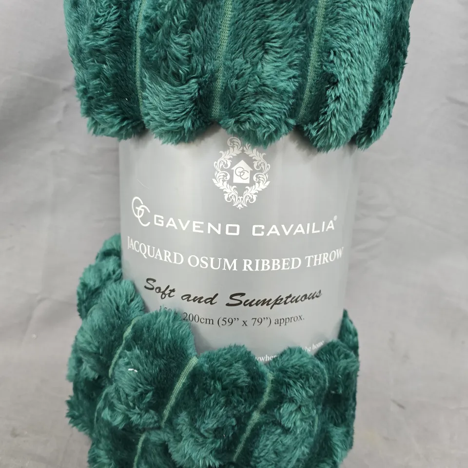 GAVENO CAVAILIA JACQUARD RIBBED THROW - EMERALD GREEN