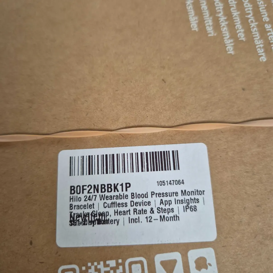 HILO 24/7 WEARABLE BLOOD PRESSURE MONITOR BRACELET – CUFFLESS, BOXED