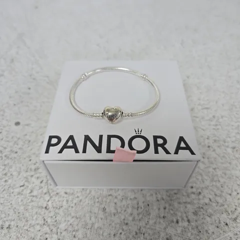 PANDORA SILVER BRACELET WITH HEART CHARM