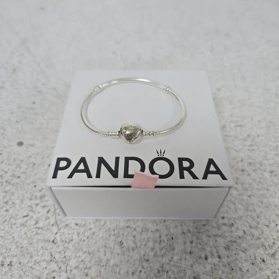 PANDORA SILVER BRACELET WITH HEART CHARM