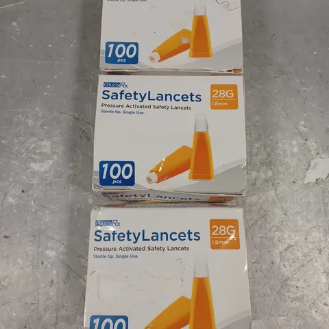 BOXED X3 GLUCORX SAFETY LANCETS 28G/1.8MMX100PCS