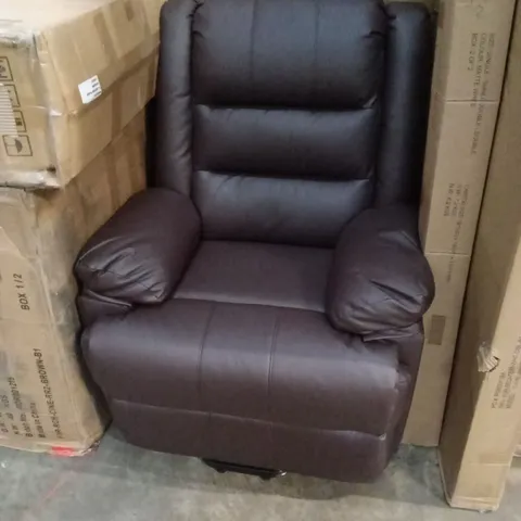 DESIGNER BROWN FAUX LEATHER RECLINER CHAIR 