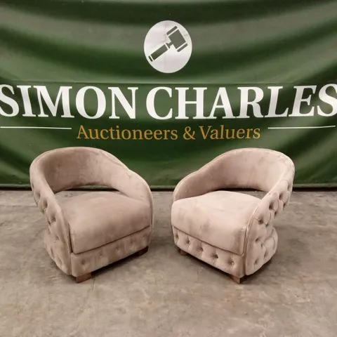 SET OF 2 QUALITY DESIGNER HARMONY PLUSH VELVET ACCENT CHAIRS