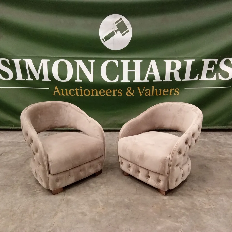 SET OF 2 QUALITY DESIGNER HARMONY PLUSH VELVET ACCENT CHAIRS