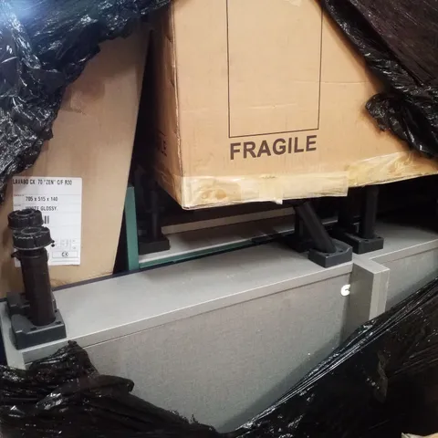 PALLET CONTAINING ASSORTED BATHROOM FURNITURE INCLUDING VANITY UNIT BASES & LED MIRROR 