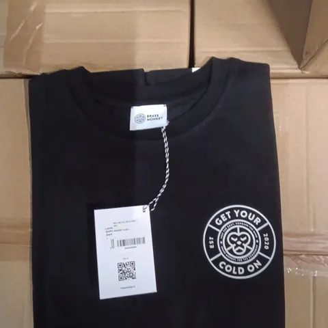 BOX OF BRASS MONKEY T-SHIRTS - BLACK SIZE L APPROXIMATELY 20