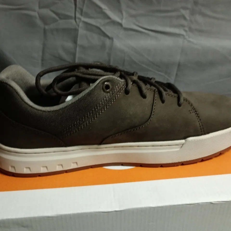 TIMBERLAND MAPLE GROVE LOW LACE SNEAKER – DARK BROWN NUBUCK, UK 8