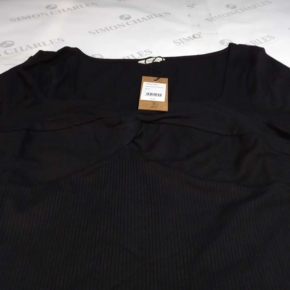 HUSH SARAH KNOT FRONT TOP IN BLACK - LARGE
