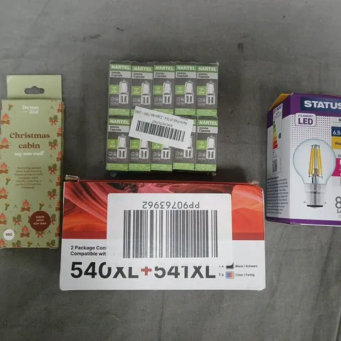 APPROXIMATELY 10 ASSORTED HOUSEHOLD ITEMS TO INCLUDE WAX MELT, FILAMENT LED BULB, ETC