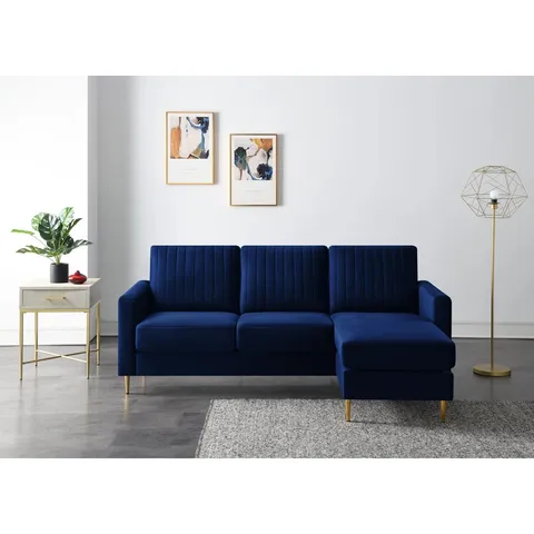 BOXED CHRISTINE UPHOLSTERED CORNER SOFA -ROYAL BLUE-