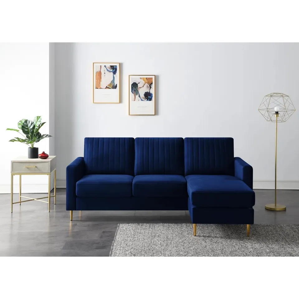 BOXED CHRISTINE UPHOLSTERED CORNER SOFA -ROYAL BLUE-