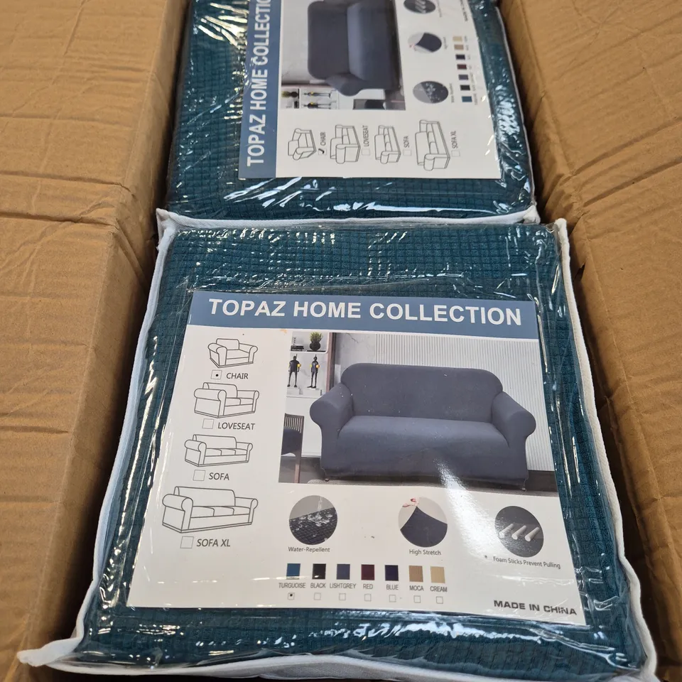 BOX OF 6 ASSORTED GREEN CHAIR COVERS - SINGLE CHAIR