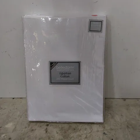 BOXED PLAIN DYE 200 THREAD COUNT EGYPTIAN-QUALITY COTTON FITTED SHEET DOUBLE SIZED - WHITE