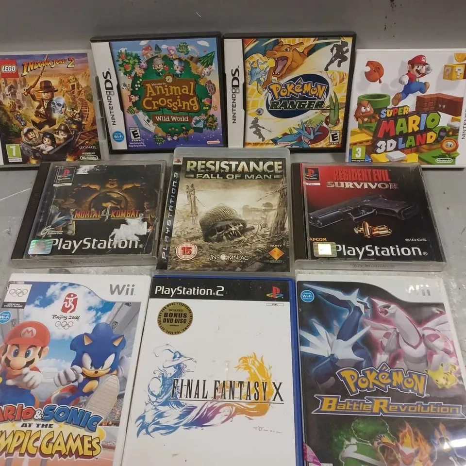 10 ASSORTED VIDEO GAMES TO INCLUDE NINTENDO DS POKEMON RANGER, PLAYSTATION 3 RESISTANCE FALL OF MAN, NINTENDO WII MARIO&SONIC AT THE OLYMPIC GAMES, ETC 