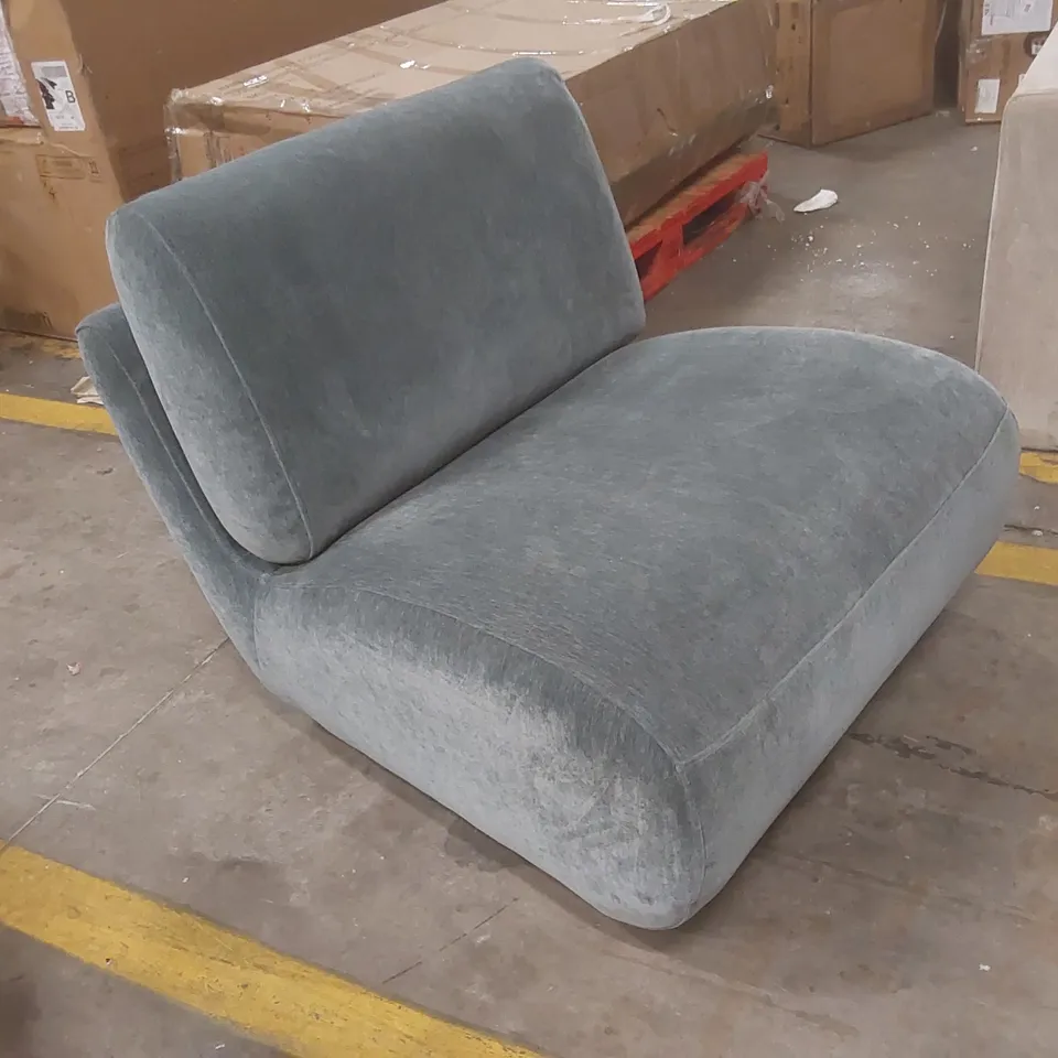 DANETTI FRANCES BLUE GREY FABRIC SWIVEL ACCENT CHAIR