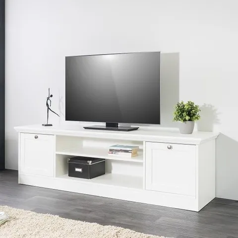 BRAND NEW BOXED LANDWOOD 160CM COUNTRY STYLE TV STAND - WHITE
