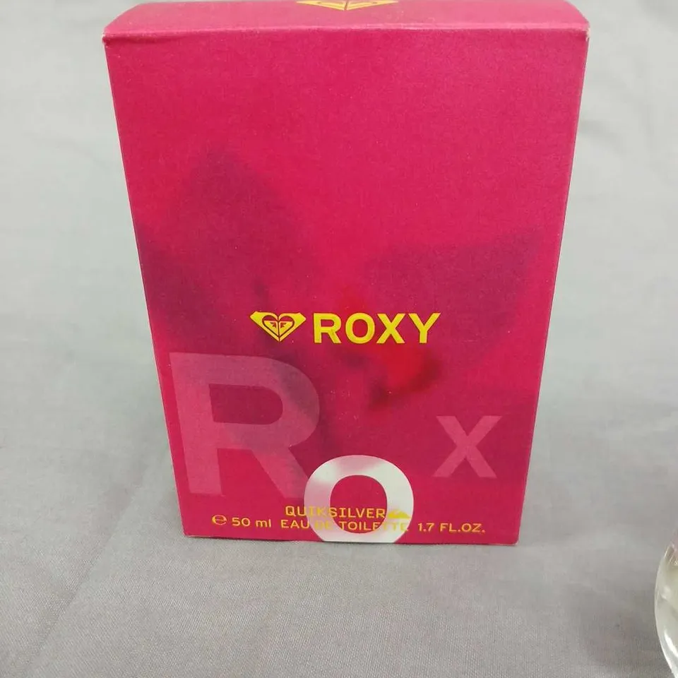 TWELVE BOXES OF ASSORTED SIZES OF ROXY BY QUIKSILVER EAU DE TOILETTE 