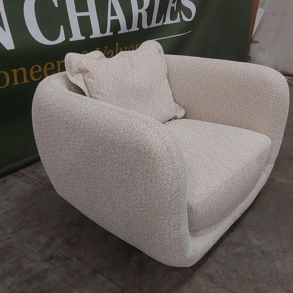 QUALITY DESIGNER BAIE SNUGGLER CHAIR IN FORZA FABRIC - NATURAL