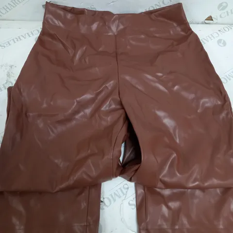KIM AND CO TOFFEE FLUX LEATHER LEGGINGS SIZE M