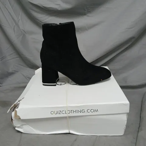 QUIZ CLOTHING WOMEN'S BLACK SUEDE ANKLE BOOTS – BLOCK HEEL - SIZE 3