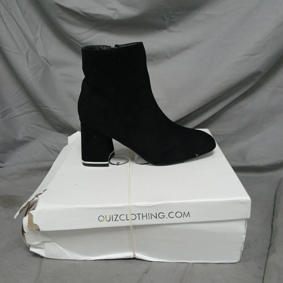 QUIZ CLOTHING WOMEN'S BLACK SUEDE ANKLE BOOTS – BLOCK HEEL - SIZE 3