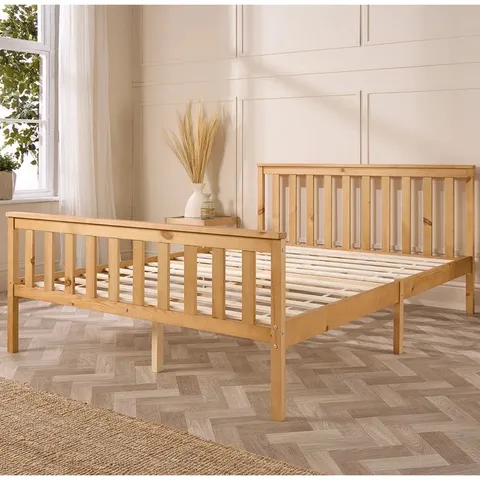 BOXED AADI SOLID WOOD SHAKER BED FRAME - SMALL DOUBLE, NATURAL 
