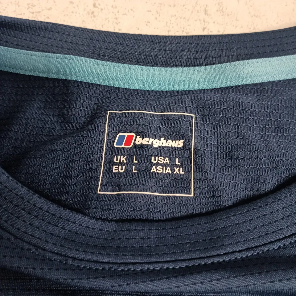 BERGHAUS COLOUR-BLOCK T-SHIRT, NAVY & TEAL, UK L