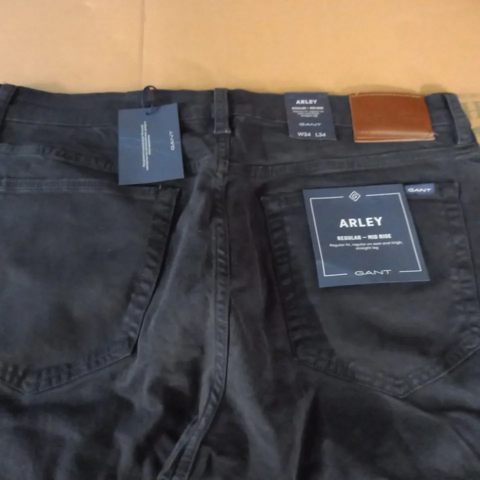 GANT ARLEY REG MID RISE NAVY TROUSERS - W34 L34