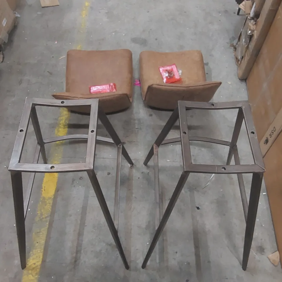 PAIR OF DESIGNER FAUX LEATHER BAR STOOLS - REQUIRES ASSEMBLY 