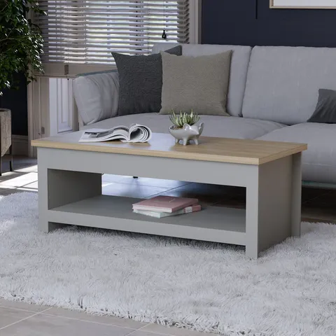 BOXED BEACSFIELD SLED COFFEE TABLE WITH STORAGE - GREY (1 BOX)