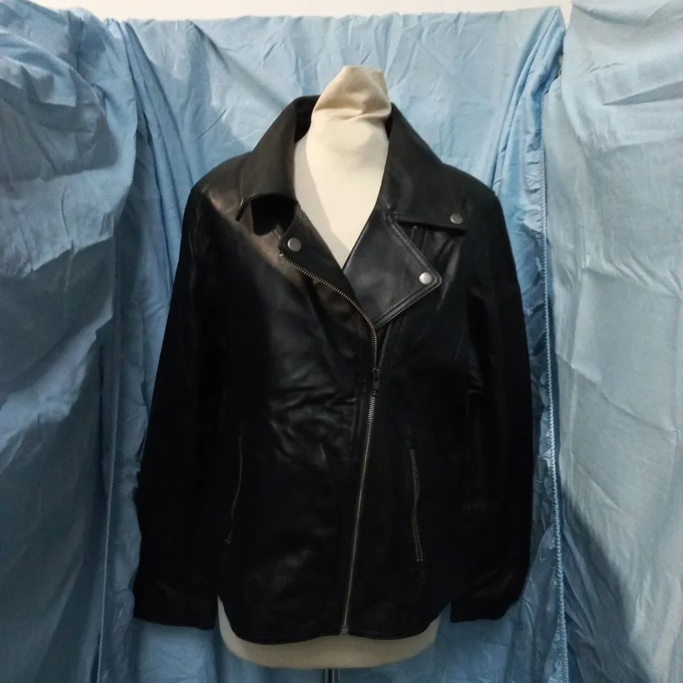 HOUSE OF LEATHER LEATHER JACKET – BLACK, UK 18 (HOL-LOLA)